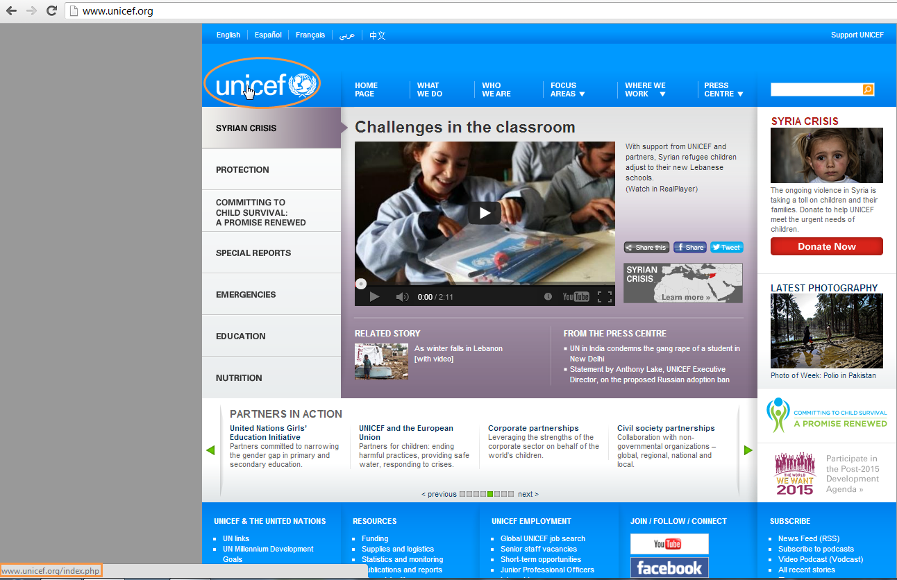 Unicef website