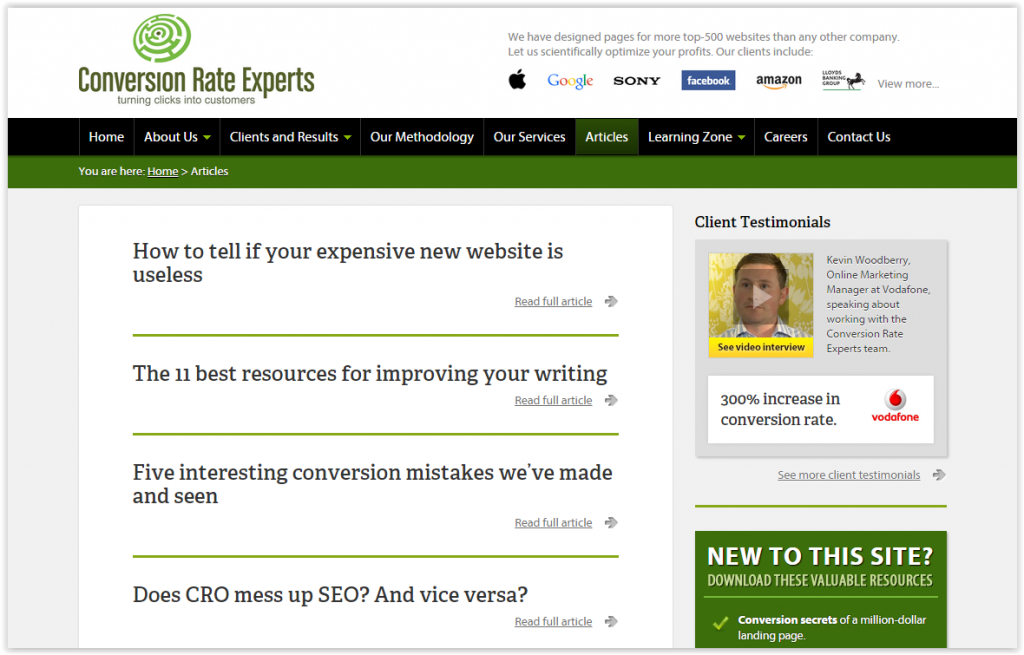 Conversion Rate Experts blog