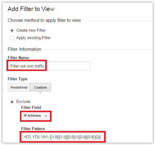 Exclude IP address range filter