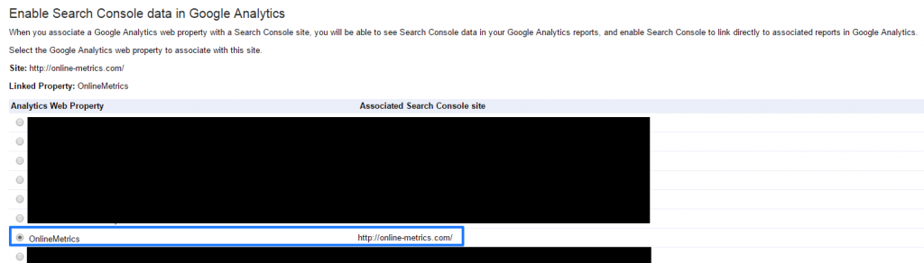 Enable Search Console data in Google Analytics