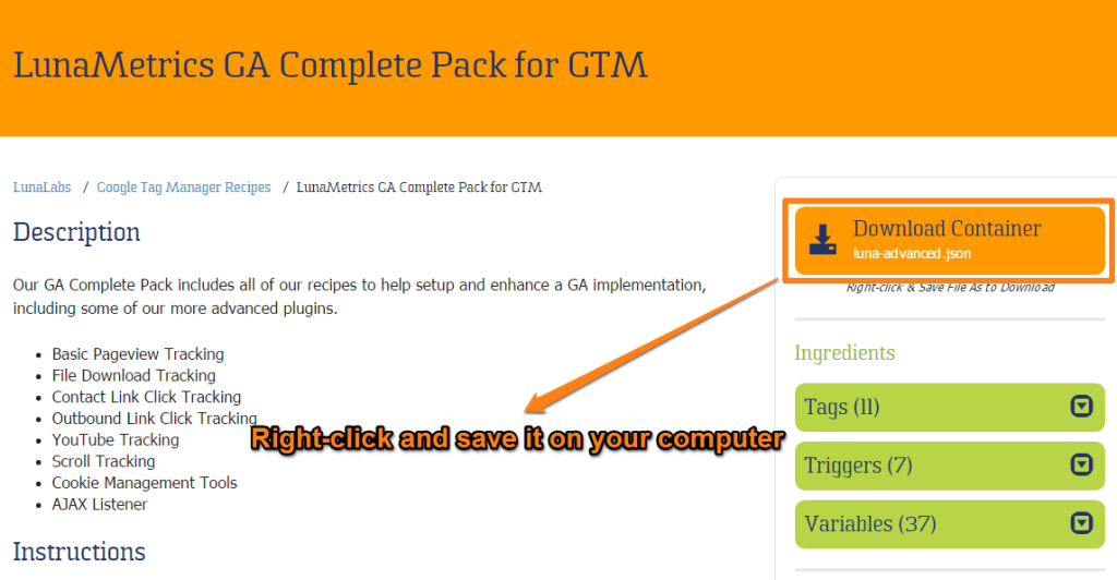 LunaMetrics GA complete pack for GTM