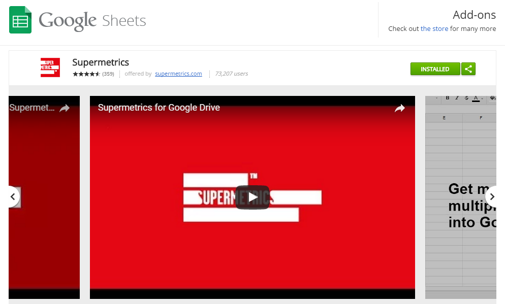 Supermetrics for Google Sheets