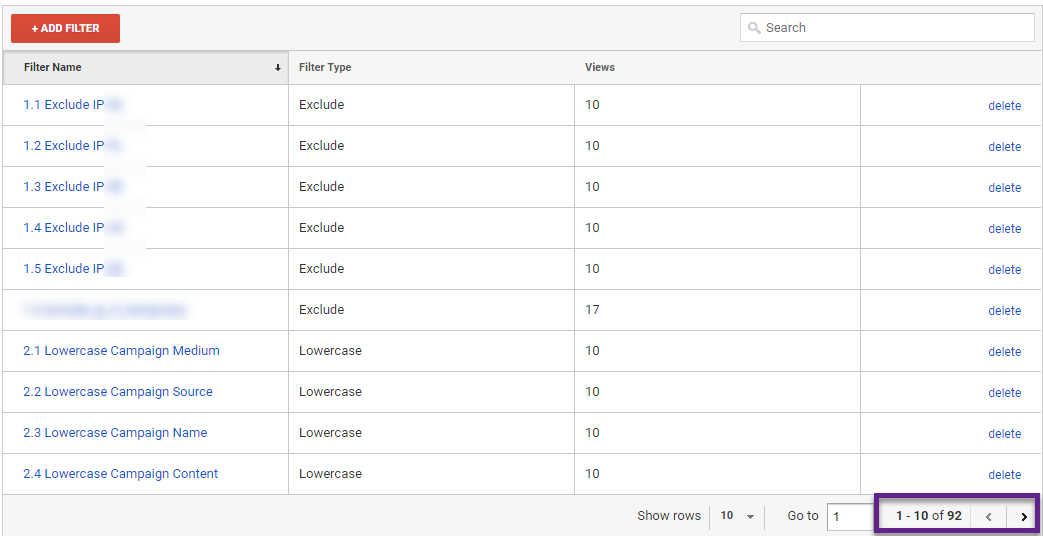 Feature - Google Analytics filters