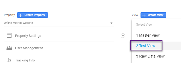 Google Analytics Test View
