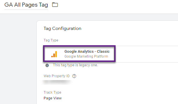 Google Analytics - Classic pageview tag