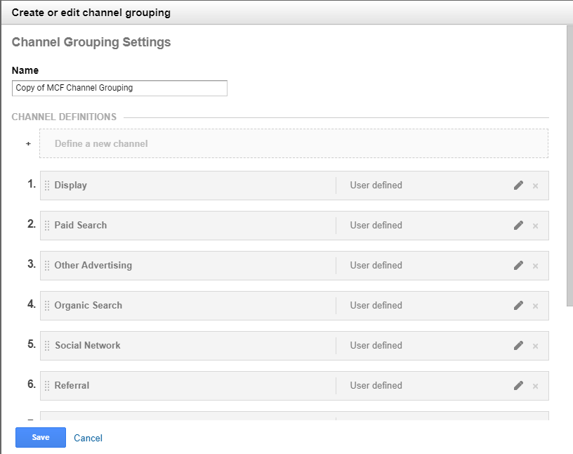 Step 3 - Create or edit channel grouping