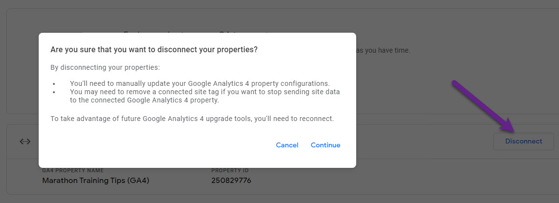 GA4 - Disconnect Property