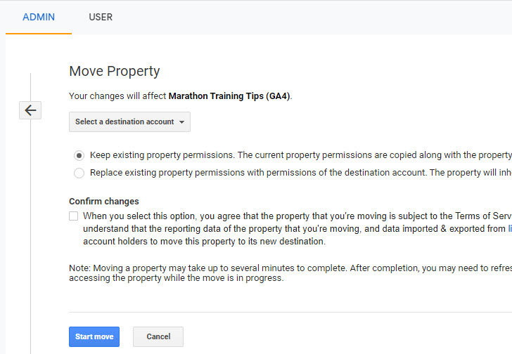 GA4 - Move property