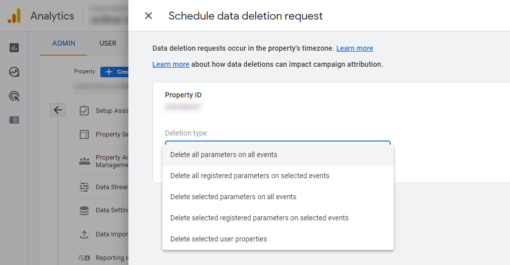 GA4 - Data Deletion Request