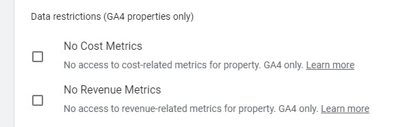 GA4 - data restrictions