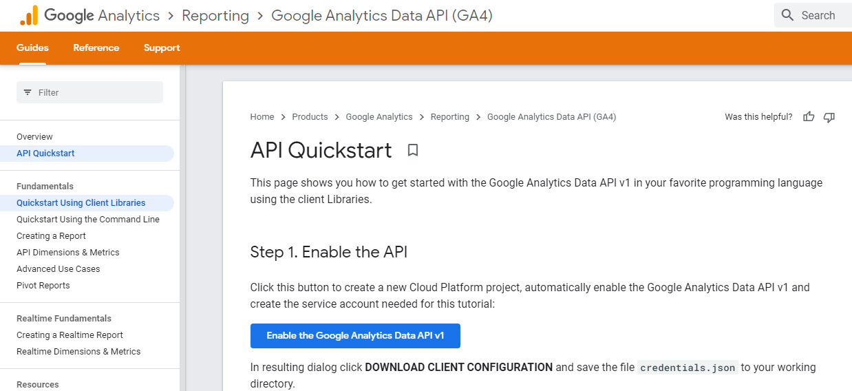 GA4 - API Quickstart