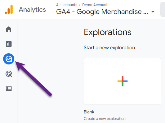 GA4 - Explore section Google Merchandise Store