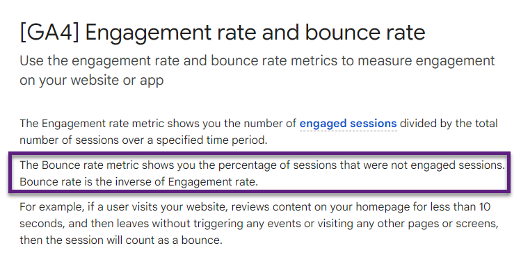 GA4 - bounce rate vs engagement rate
