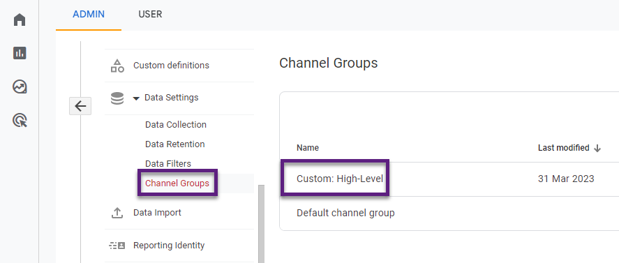 GA4 - Custom Channel Group UI